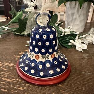 Polish Pottery 4½-inch Bell Ornament‎ Hand Painted in Boleslawiec, Poland